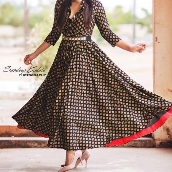 Black printed dress/anarkali